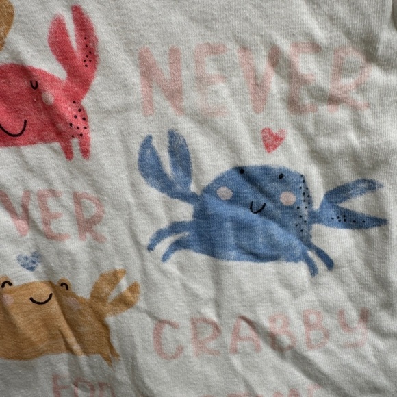 Carter's 2T White and Red Never Ever Crabby Bedtime Short Sleeve Pajama Top - Picture 2 of 5